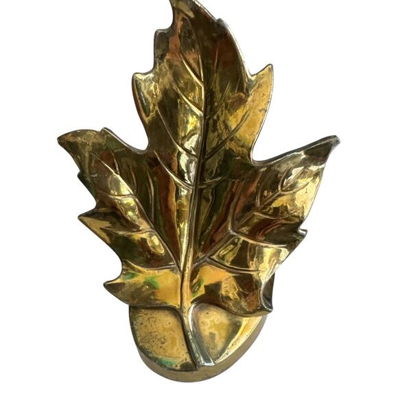 1970s PM Craftsman Brass Plated Maple Leaf Bookends - Picture 3 of 10